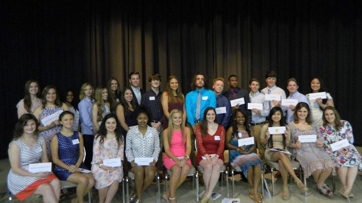 JACKSON COUNTY CHAMBER OF COMMERCE 
 The Jackson County Chamber of Commerce's 26th annual Explosion of Excellence scholarship ceremony was held May 3 at the Mississippi Gulf Coast Community College's Gautier Gymnasium. At the event, 166 high school students in the top 10 percent of their graduation classes each received a $250 book scholarship. Pictured are the 27 students randomly selected to receive $1,000 and $5,000 scholarships. The scholarships are donated by the public.