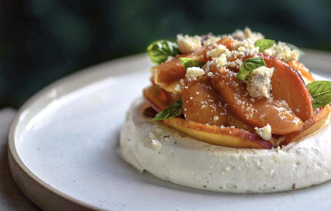 Radish also offers desserts, such as the black pepper peach cheesecake.