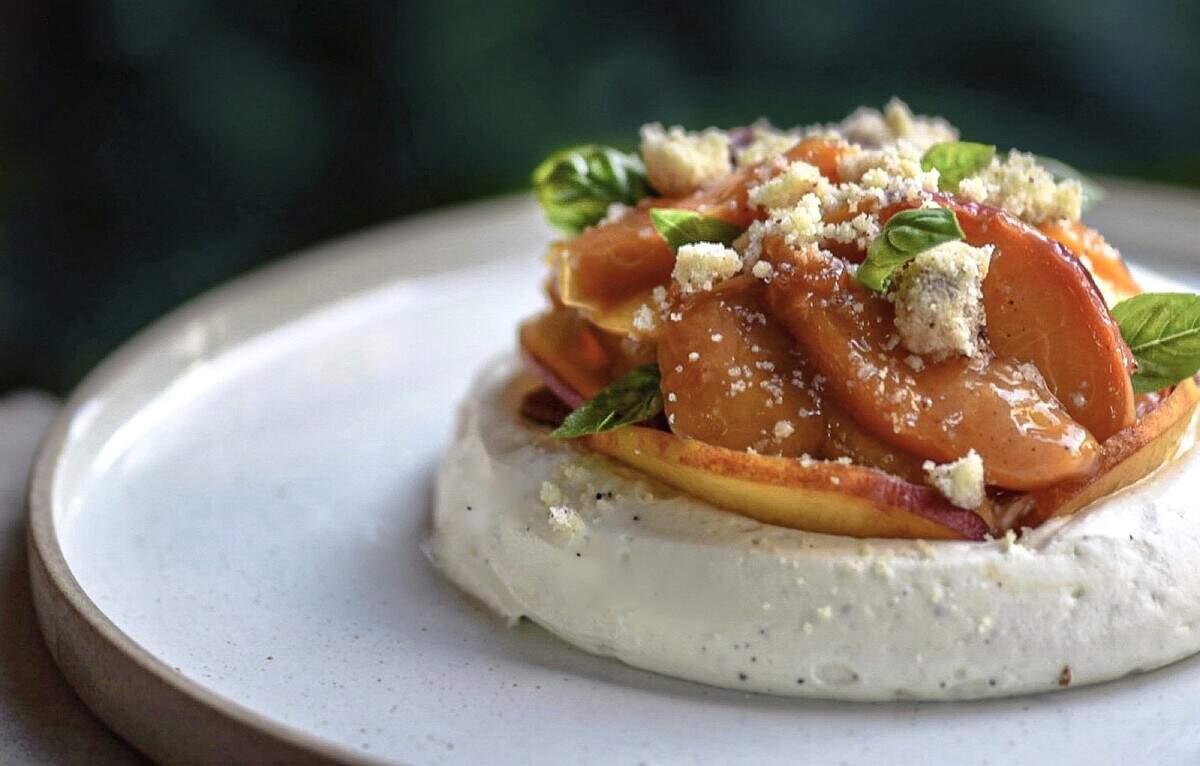 Radish also offers desserts, such as the black pepper peach cheesecake.