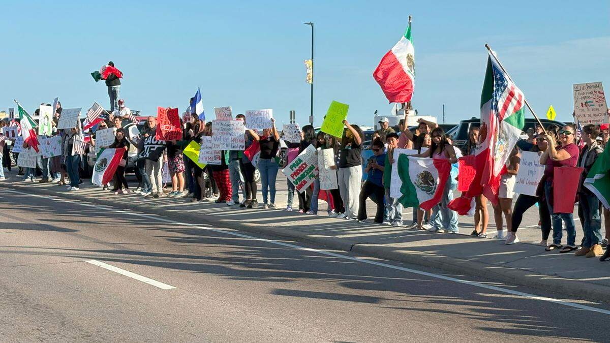 More than 200 people protested the immigration crackdown Monday, February 3, 2025, at Lighthouse Park in Biloxi.