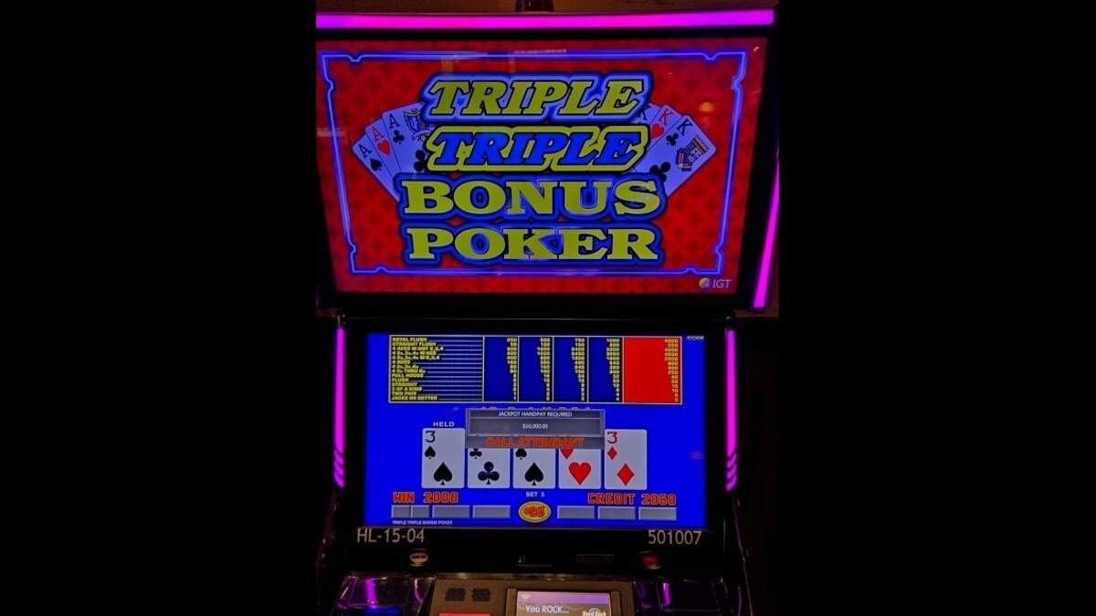 Just a few minutes after a player won a jackpot at Hard Rock Casino Biloxi she hit again on a video poker machine.