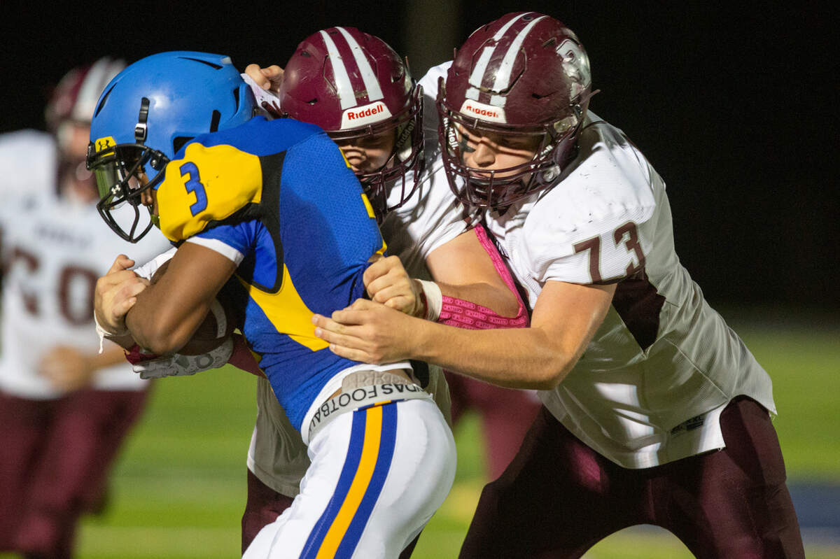 Resurrection’s DJ Pickens gets tackled by Richton after a long run during a game against Richton at Gautier High School in Gautier on Friday, Oct. 14, 2022.