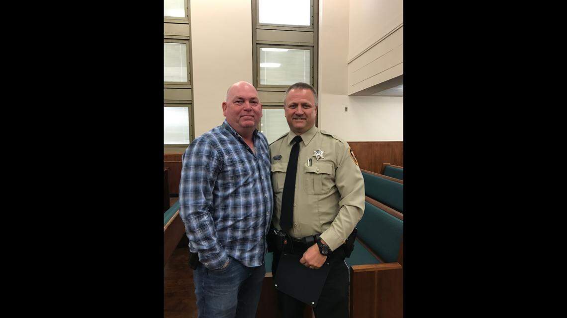 Retired Jackson County Sheriff’s Deputy Curtis Spiers and Deputy Michael Jimerson.