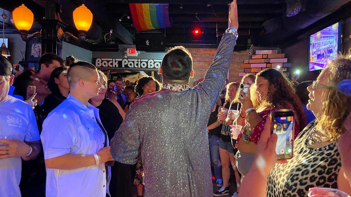 A performer at the LGBTQ Pride kick-off party at Sipp’s Bar in Gulfport on June 25, 2021.