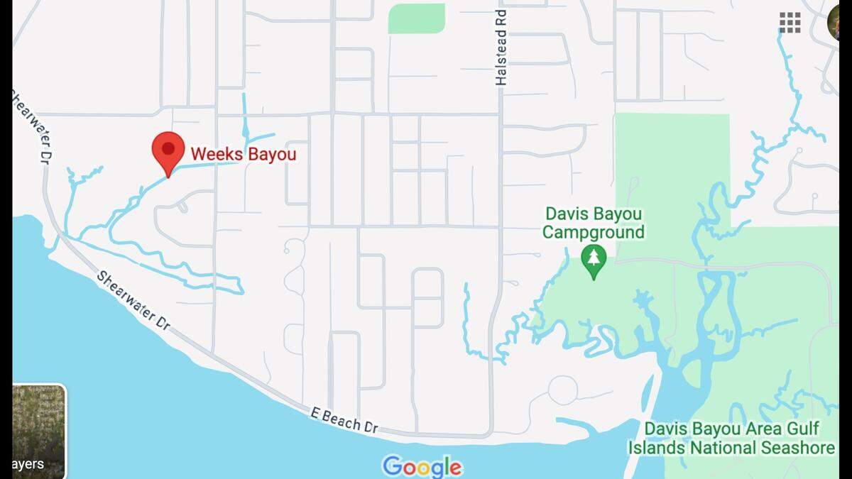 This map shows the area on East Beach in Ocean Springs where a 10-foot-wide pedestrian walkway is proposed. The walkway would be built over the sand between Weeks Bayou and Halstead Road.