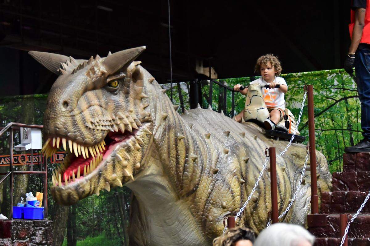 Kids will have the chance to ride a dinosaur at Jurassic Quest, coming to the Coast Coliseum in Biloxi this weekend.