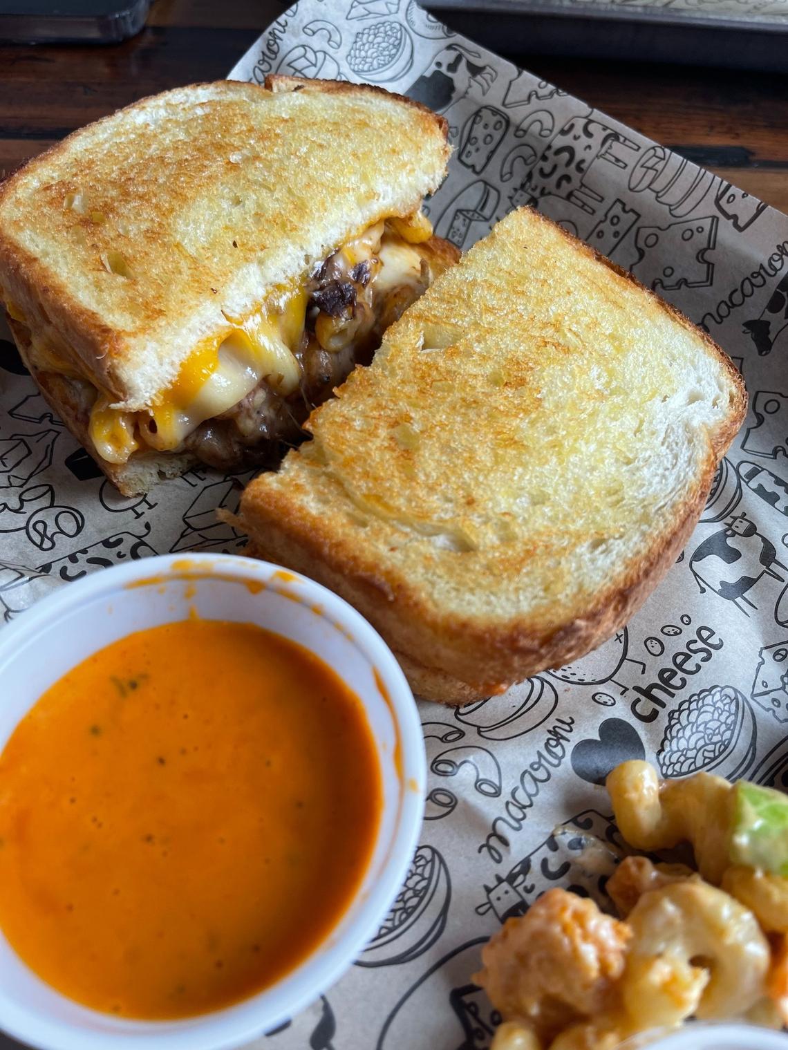 The Best of Both Worlds Grilled Cheese at I Heart Mac and Cheese in Gulfport.