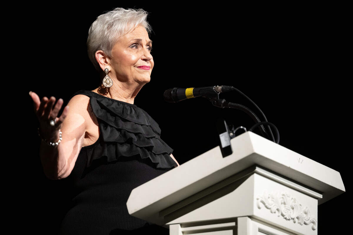 Kande Degrasse-Steele delivers a narration between performances during a grand opening celebration at the Saenger Theatre in Biloxi on Saturday, June 6, 2026.