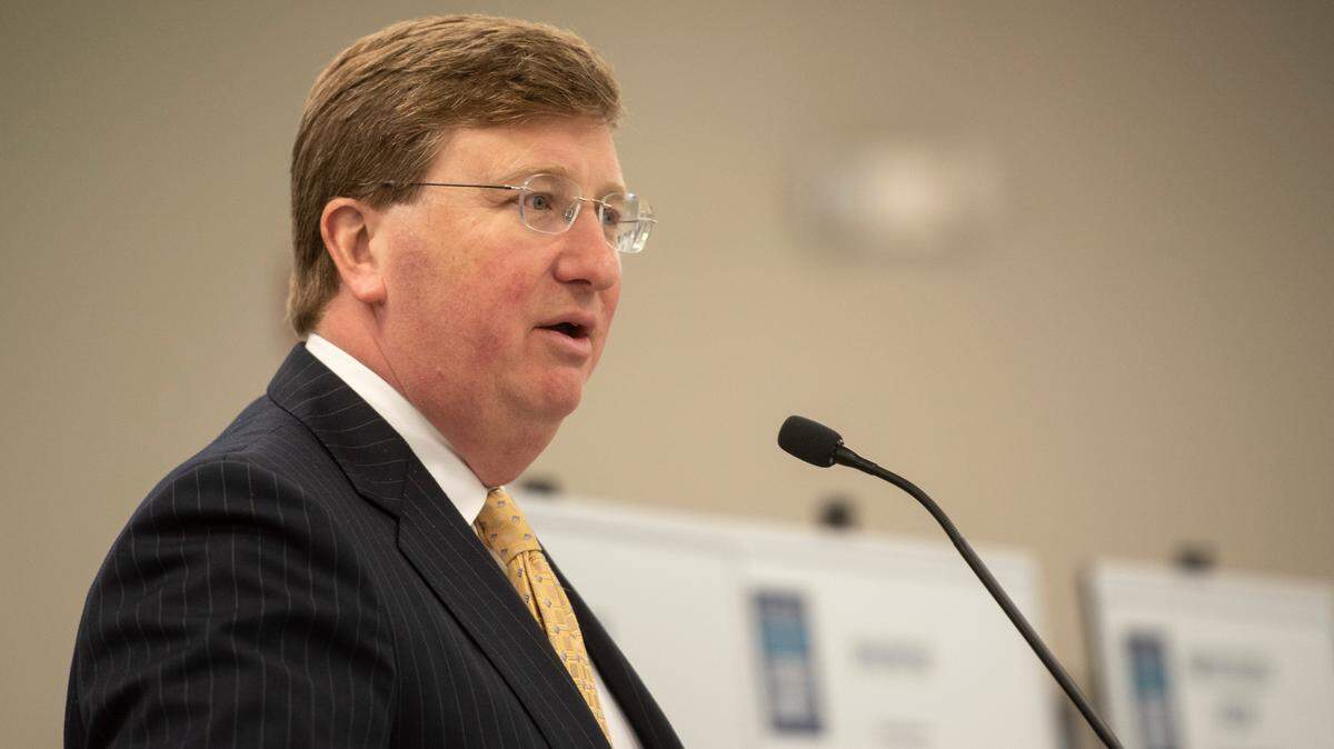 Mississippi Gov. Tate Reeves announces his appointments to the Governor’s Gulf Coast Advisory Committee at Diamondhead City Hall in Diamondhead on Thursday, Aug. 12, 2021.