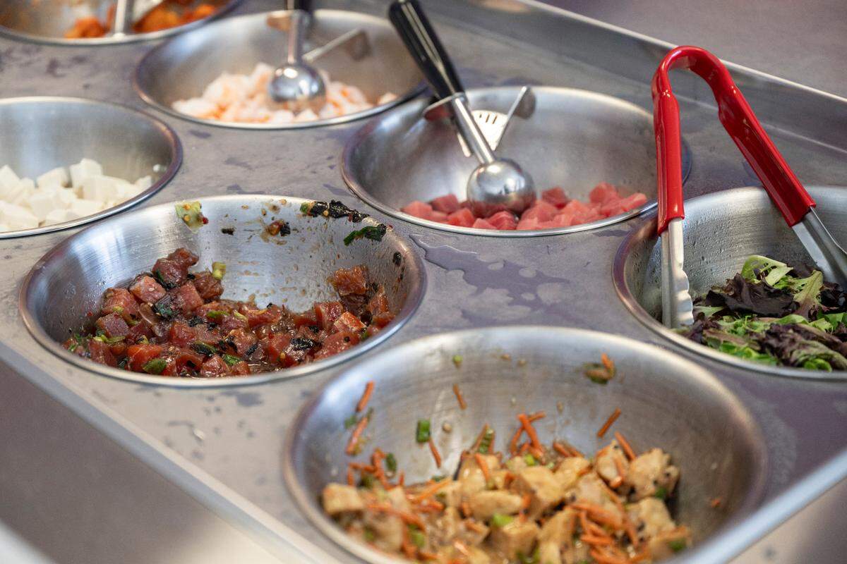 Some of the bowl ingredients are shown at Kioboti Poke in Gulfport.