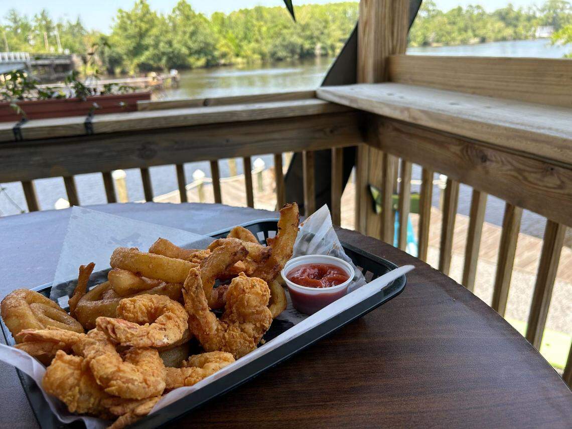 The fried shrimp basket from The River Peach Bar and Grill in Biloxi, Mississippi.