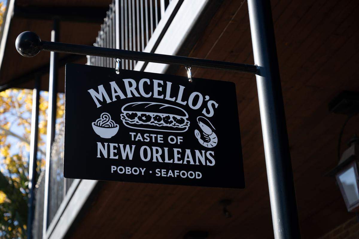 The sign that stands outside of Marcello’s Taste of New Orleans on Thursday, Dec. 11, 2025.