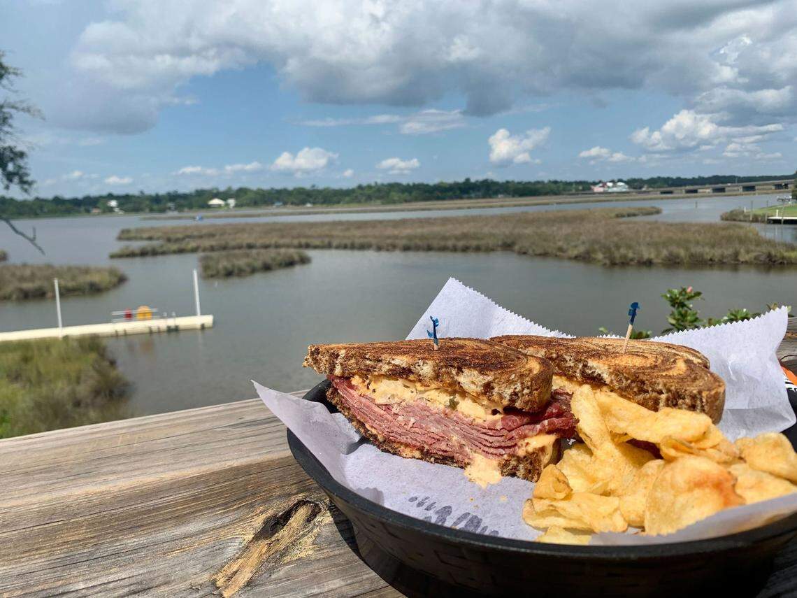 The EDL Reuben sandwich and chips from Eat Drink Love in Ocean Springs, Mississippi.