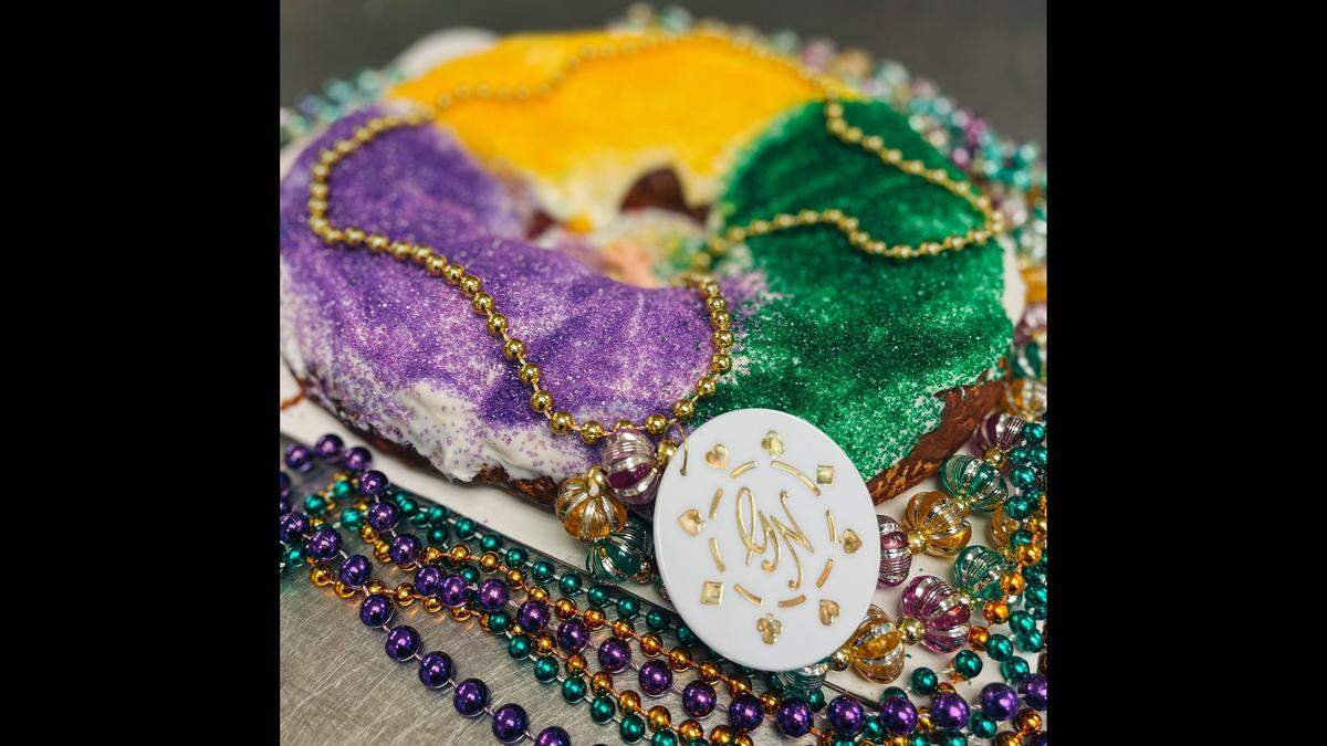 Colorful king cake is made in-house at Golden Nugget Casino Biloxi in the most popular flavors.