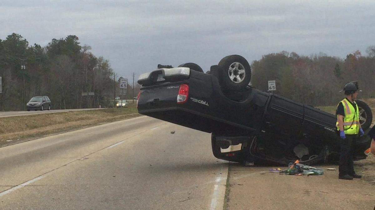 COURTESY WXXV TV 
 A traffic snarl on U.S. 49 and Mississippi 53 was caused by a two-vehicle accident including a pickup truck.