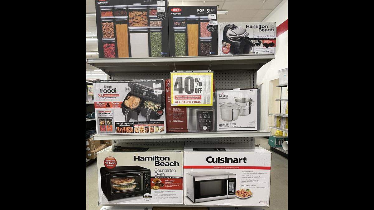 Name brand housewares and kitchen appliances are among the items featured at Dirt Cheap in Gulfport, one of the discount chain’s new “super lux” stores.