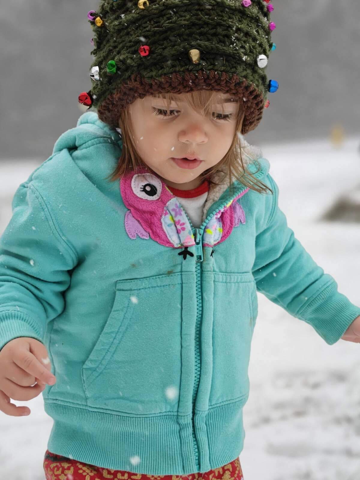 Kaylar Marie Spurrier sent in this photo of Lorelai playing in the snow. “After trying to find gloves at 3 different stores yesterday and failing... Miss Lorelai got to experience her first snow,” she said. “Don’t worry Mom and Dad only let her stay in it for a few minutes at a time.”
