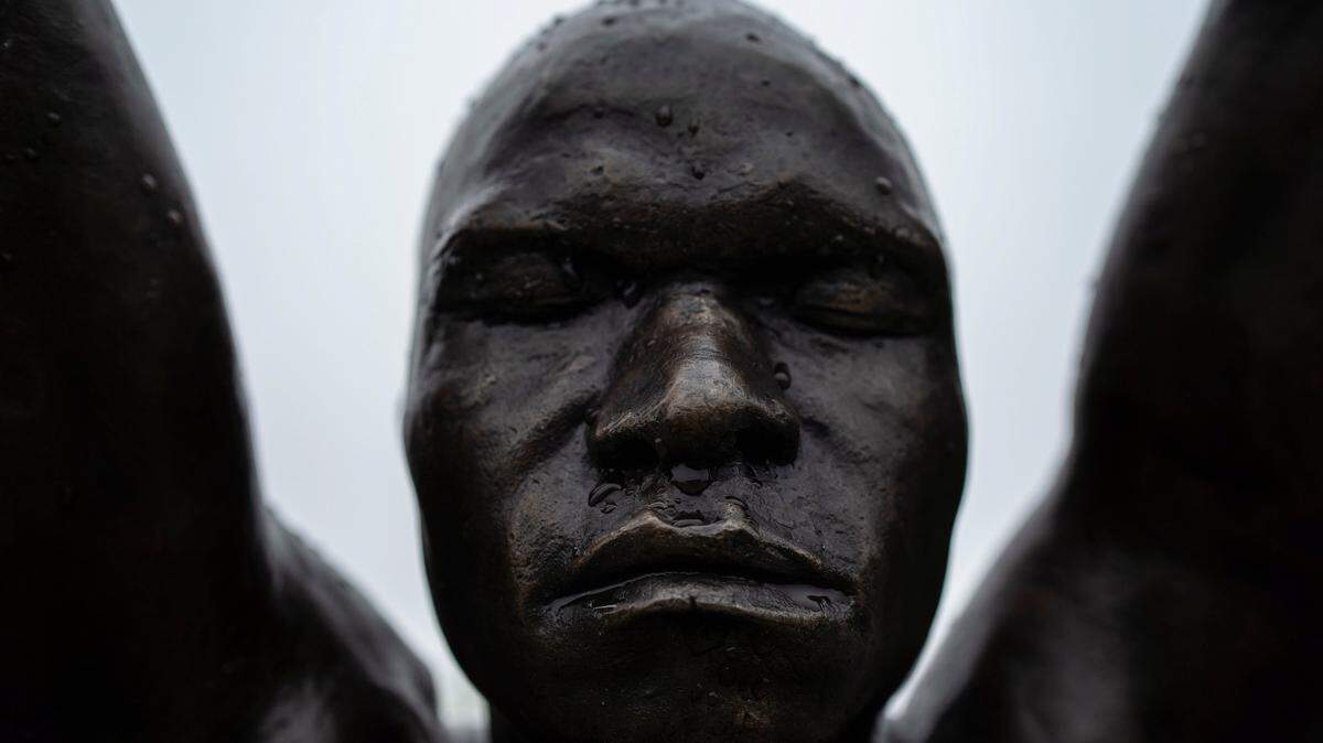 A sculpture at the National Memorial for Peace and Justice in Montgomery, Ala., July 16, 2018.