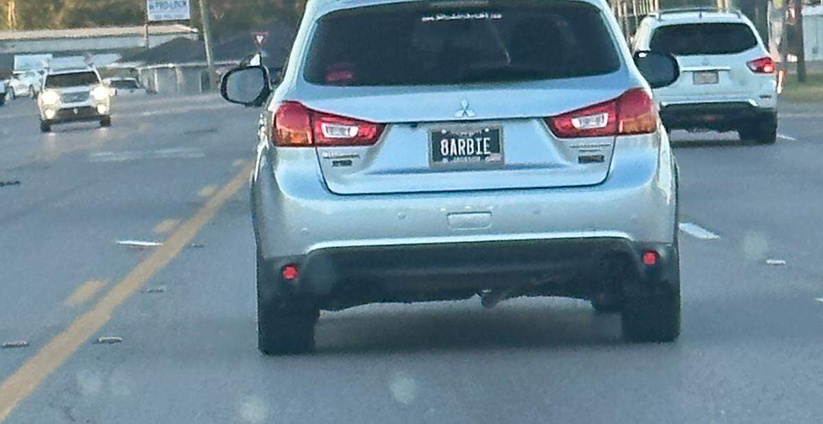 I think this driver hopped on the Barbie trend before it was cool with this “8ARBIE” license plate. If only the car was pink!