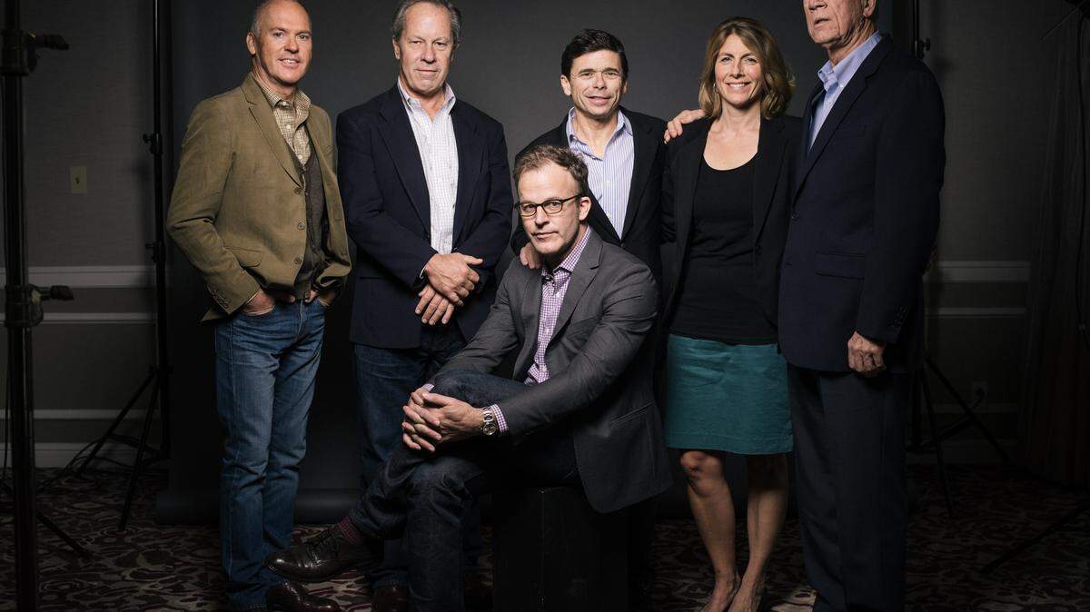 CASEY CURRY/INVISION/ASSOCIATED PRESS/FILEActor Michael Keaton, left, former Boston Globe deputy managing editor Ben Bradlee Jr., reporter Michael Rezendes, columnist and reporter Sacha Pfeiffer, editor Walter Robinson and movie director Thomas McCarthy pose for a portrait during press day for 'Spotlight' at The Four Seasons in Los Angeles. The power of 'Spotlight' isn't just felt by its real-life reporters; it's a big-screen bolt of inspiration for the profession. While the film's attributes are numerous, its greatest strength is its rigorous depiction of investigative journalism.
