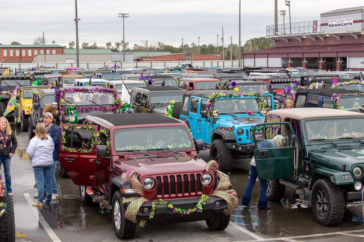 Long Beach has a big crowd of Jeep fans who join the Mardi Gras festivities during the Jeep-A-Gras parade in the city. Long Beach will host the action-packed Jeepin the Coast the last weekend in May.