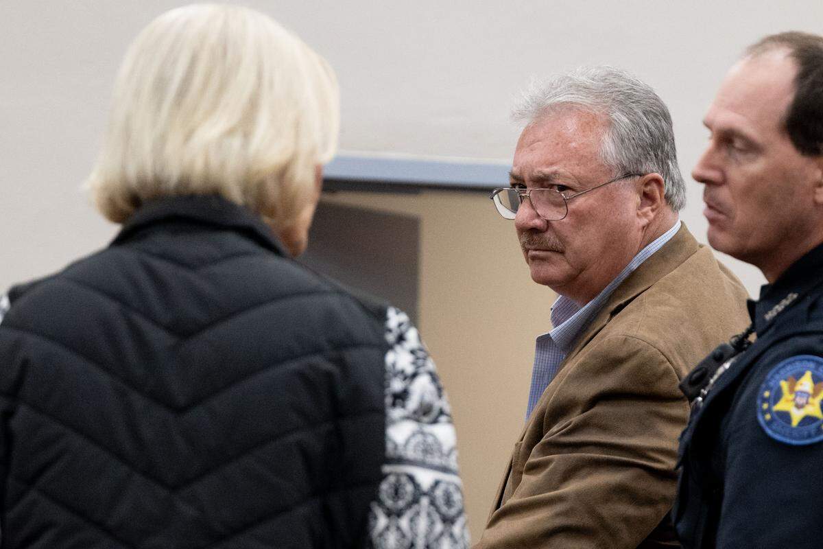 Philip Moran is taken into custody after having his bond revoked during a hearing in Harrison County Circuit Court in Biloxi on Friday, March 13, 2026.