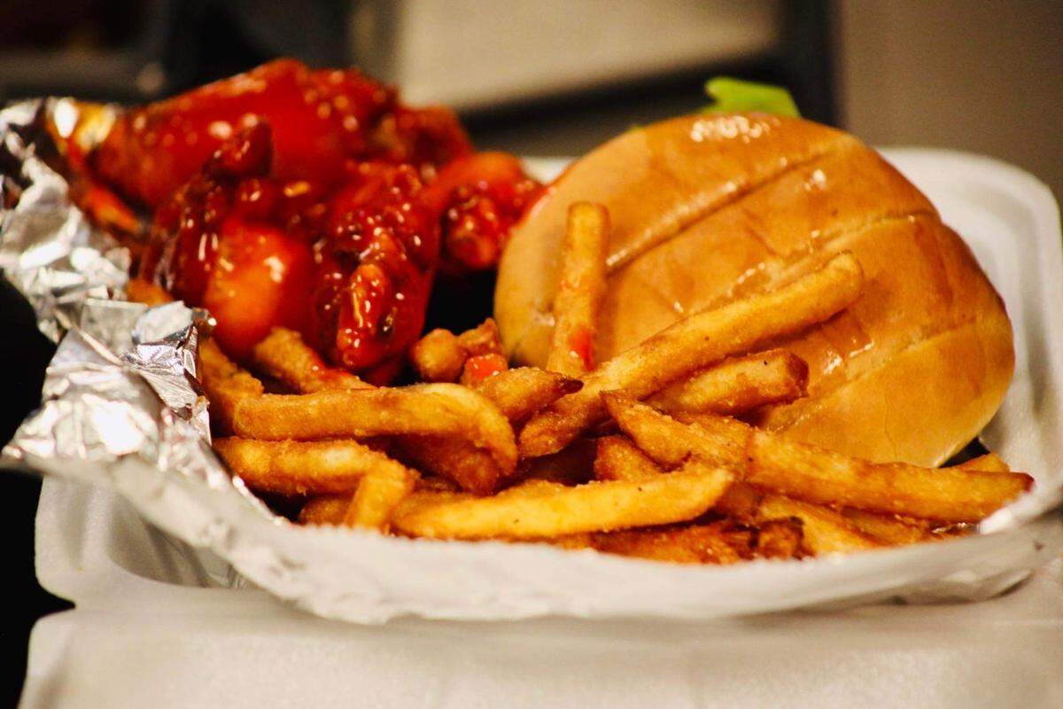 The burger, wings and fries combo at Osok’s in D’Iberville.