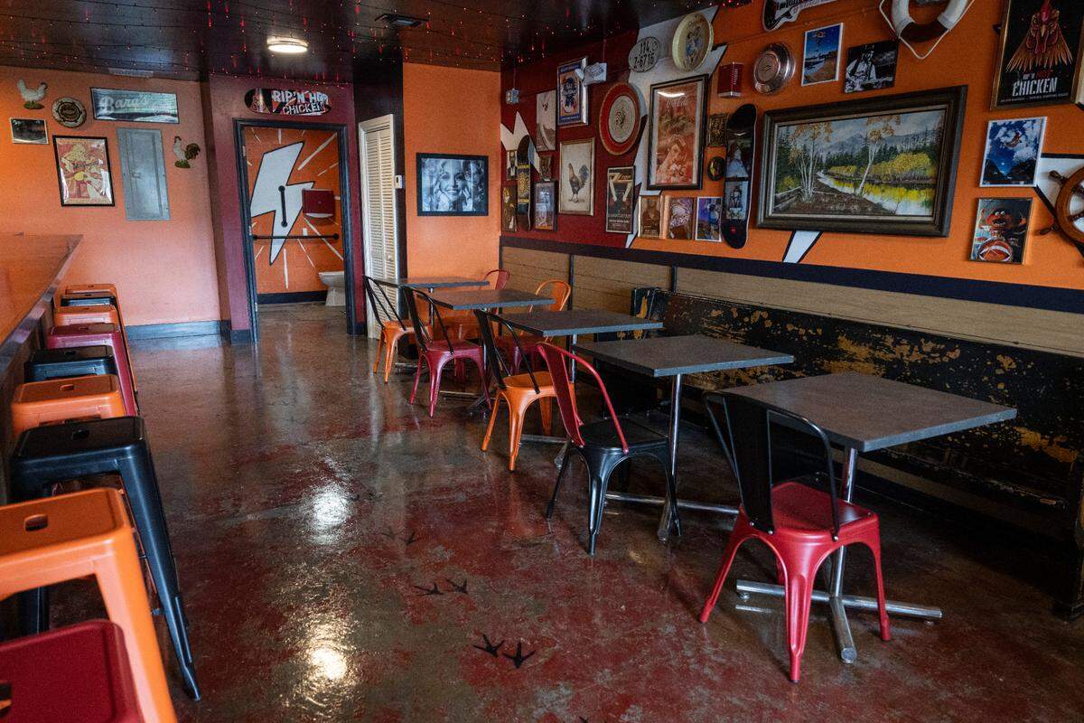 Customers can sit at the tables or the counter at the new Rip ’N Hot Chicken in Biloxi.
