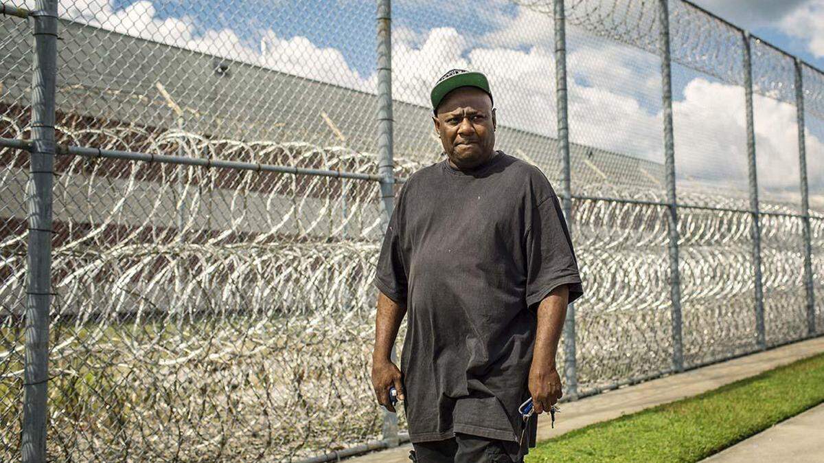 ACLU 
 Joseph Anderson, 53, stands in front of the Harrison County Adult Detention Center.