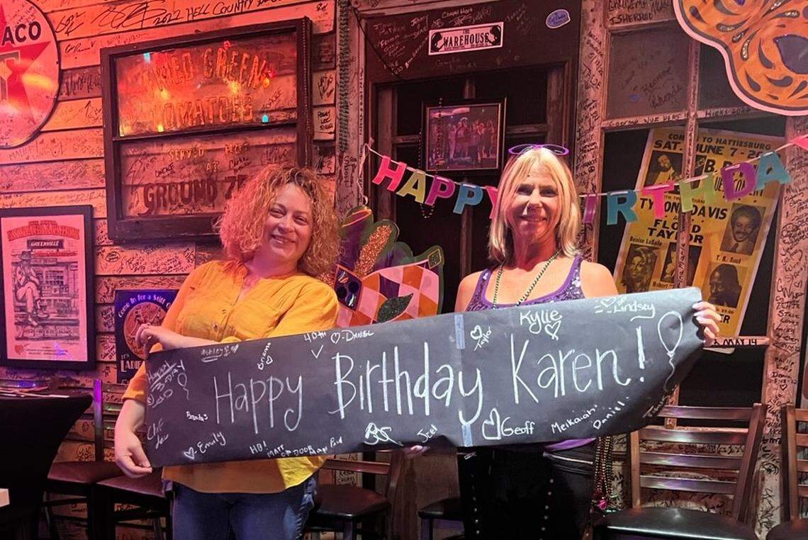 Karen Johnson of Gulfport celebrates her birthday at Ground Zero Blues Club in Biloxi.
