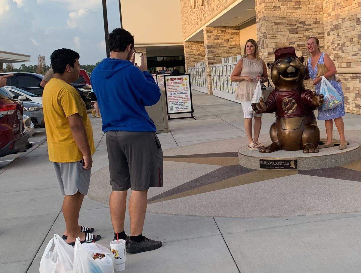 Being inside was the No. 1 place to be Monday during the Buc-ee’s opening in Harrison County, but a close runner-up was the beaver statue outside.