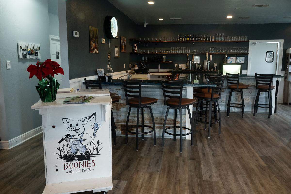 The dining room of Boonies on the Bayou. The new restaurant also has a dining deck overlooking the bayou.
