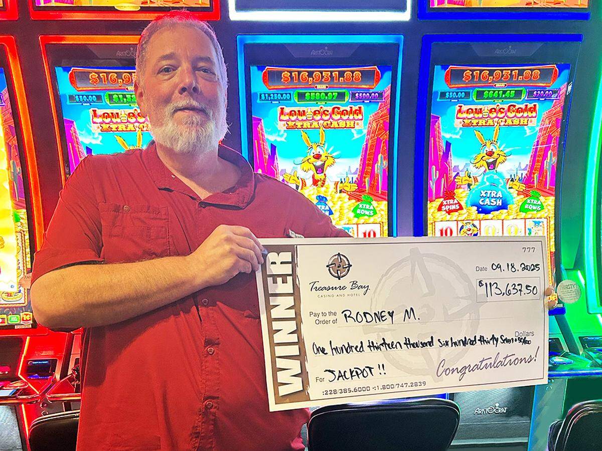 Rodney M. of Alabama hit the jackpot at Treasure Bay Casino in Biloxi in September, taking his place among the 29 jackpots of $100,000 or more so far this year in South Mississippi.