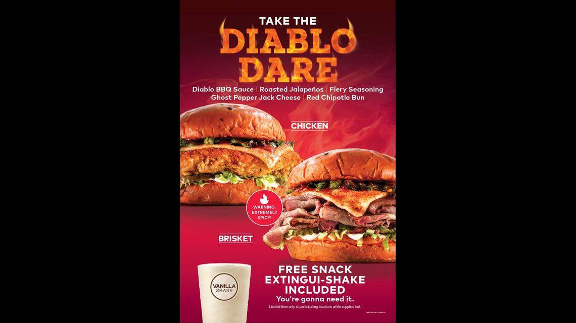 Arby’s new Diablo Dare sandwich has five sources of heat including chili, cayenne and habanero peppers.