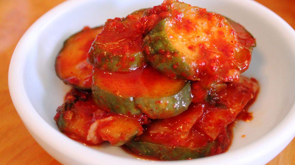 JULIAN BRUNT/SPECIAL TO THE SUN HERALDSpicy kimchi made with cucumbers.