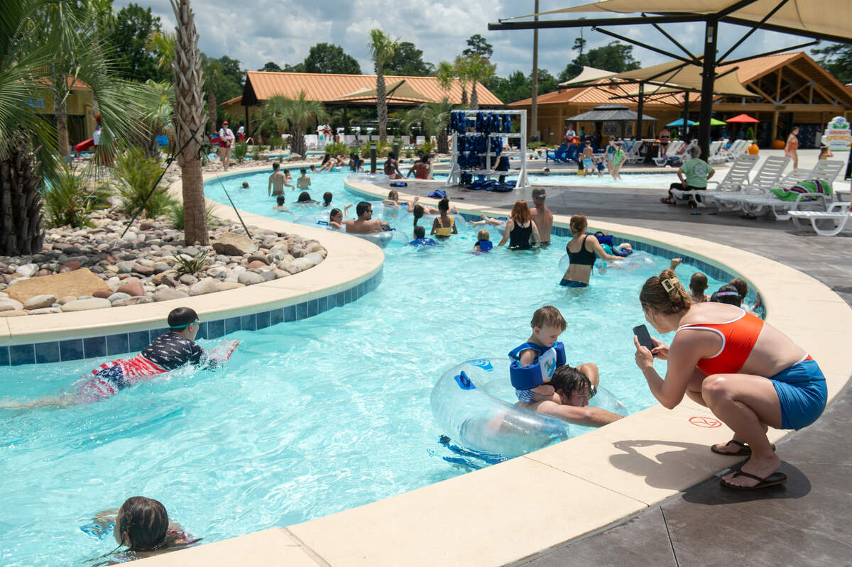 Guests swim in the 450-foot-long Pole-Pole lazy river at Serengeti Springs at the Hattiesburg Zoo on Wednesday, June 5, 2024.