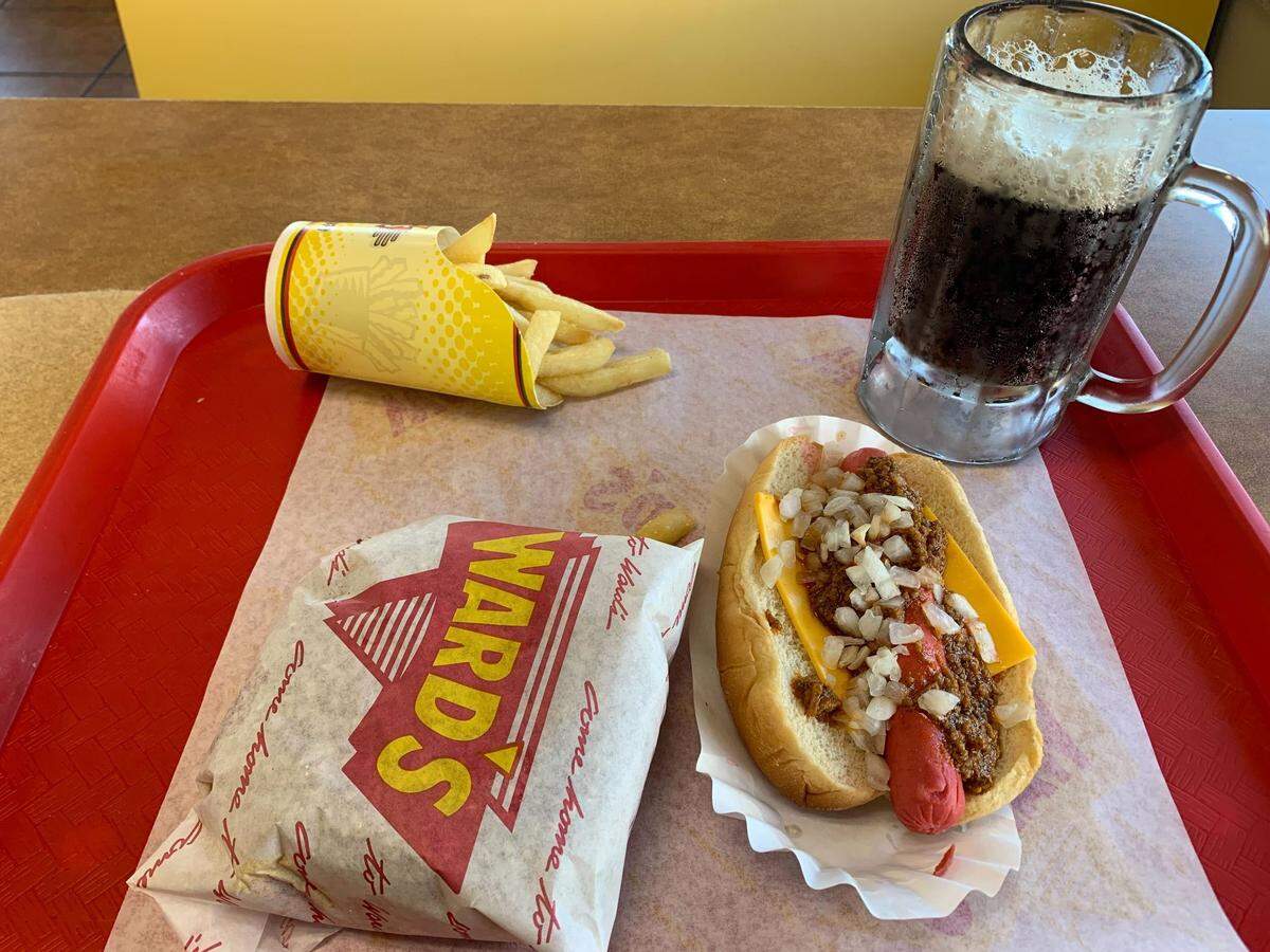 A classic burger and chili dog meal from Ward’s on Pass Rd. in Gulfport.