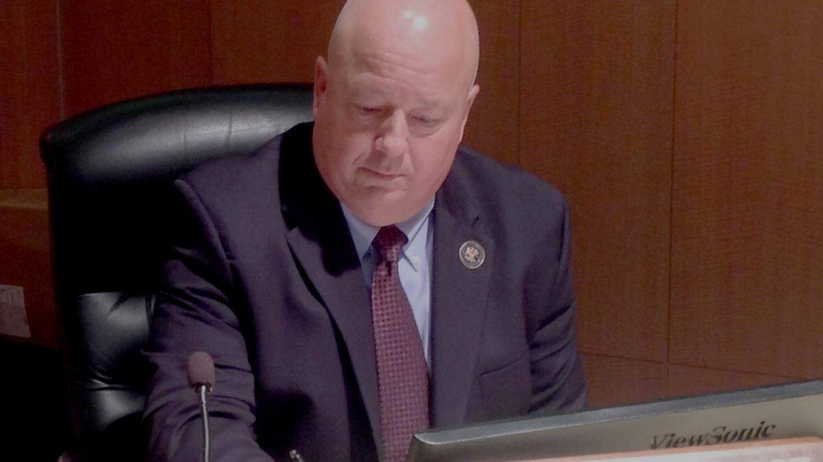 KAREN NELSON/SUN HERALD 
 Newly elected Supervisor Randy Bosarge refuses to attend executive session in his first meeting on the Jackson County board.