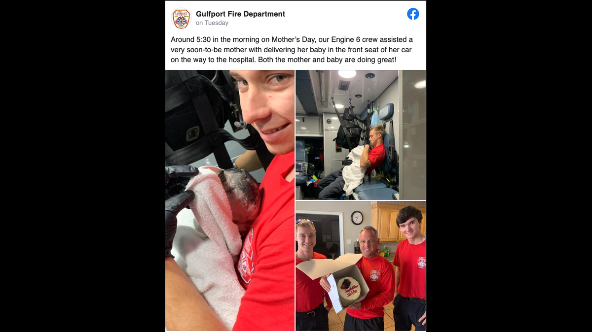 Members of the Gulfport Fire Department helped deliver a baby on Mother’s Day.