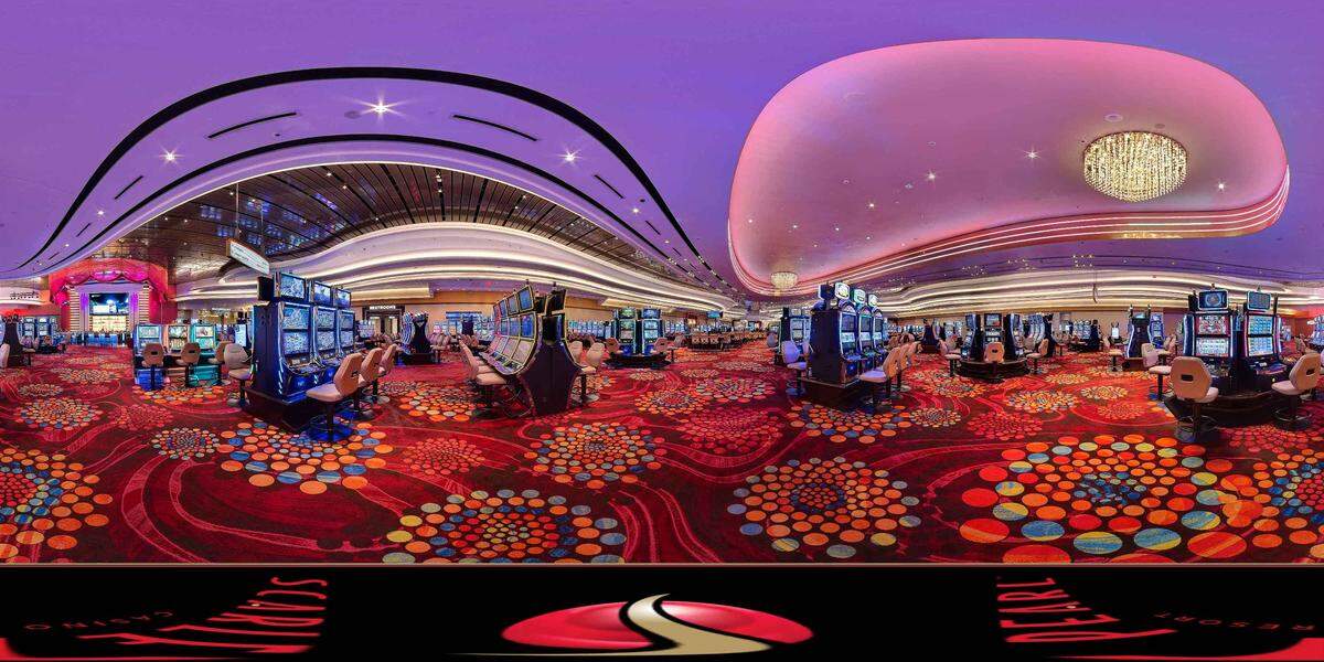 A 360-degree view of Scarlet Pearl Casino is a dramatic backdrop for the new “High Rollers” movie starring John Travolta.