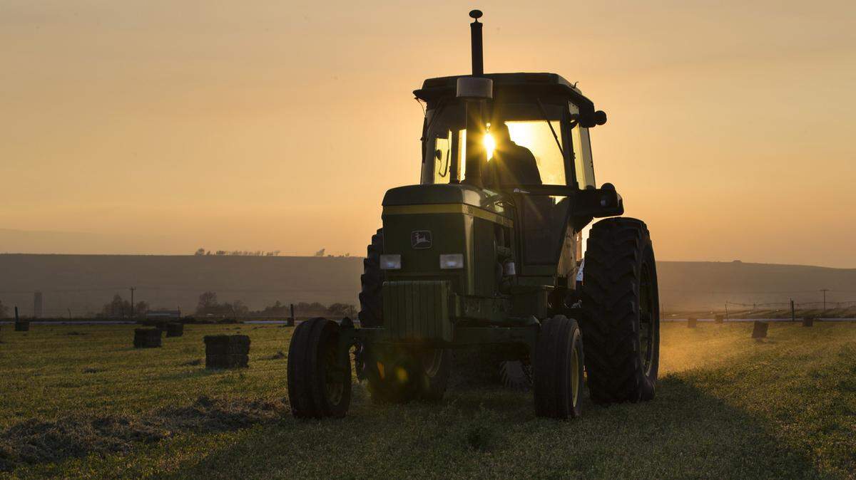 Jack Wheatley, owner of Level Best Ranch and Anderson Hay Elevators, bales hay on his farm on Saturday, Aug. 22, 2015, in Thorp, Wash. (Renee Jones Schneider/Minneapolis Star Tribune/TNS)