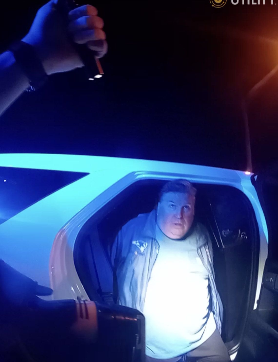 Wisconsin resident Mark Charron gets into the back of a Hancock County sheriff’s patrol car after being arrested on a trespassing charge. Charron, who had been a guest of the Silver Slipper Casino Hotel, has filed a lawsuit against the Silver Slipper and county. The lawsuit says the trespassing charge was later dismissed.