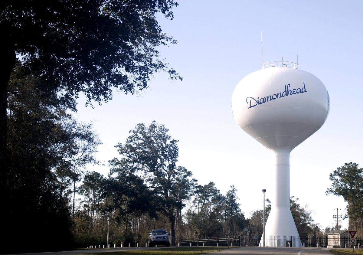 The Diamondhead water tower looms over the community in 2013.