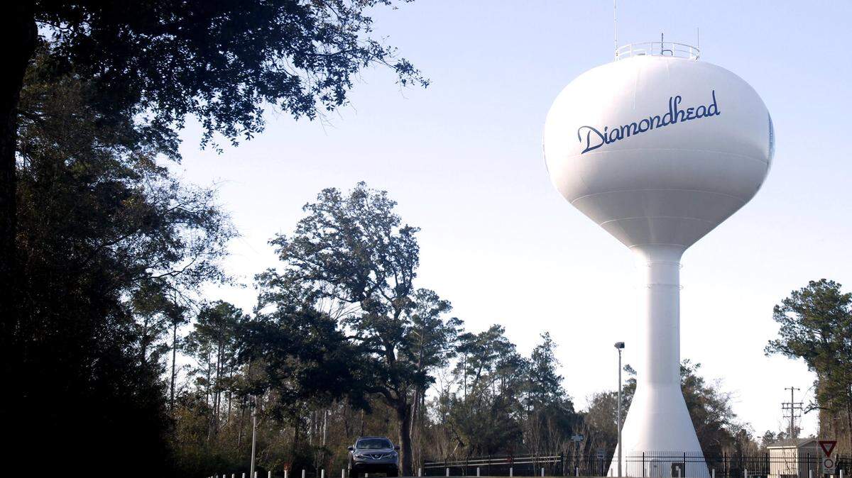 The Diamondhead water tower looms over the community in 2013.
