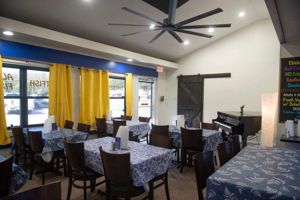 The dining area of 38 Degrees Family Style Dining in Ocean Springs is outfitted for more casual dining.