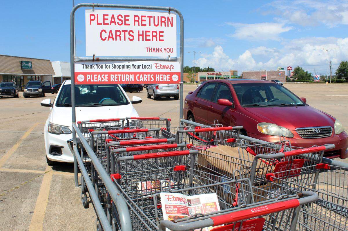Shopping carts at Ramey’s Marketplace in Gautier on Friday, June 6, 2025.