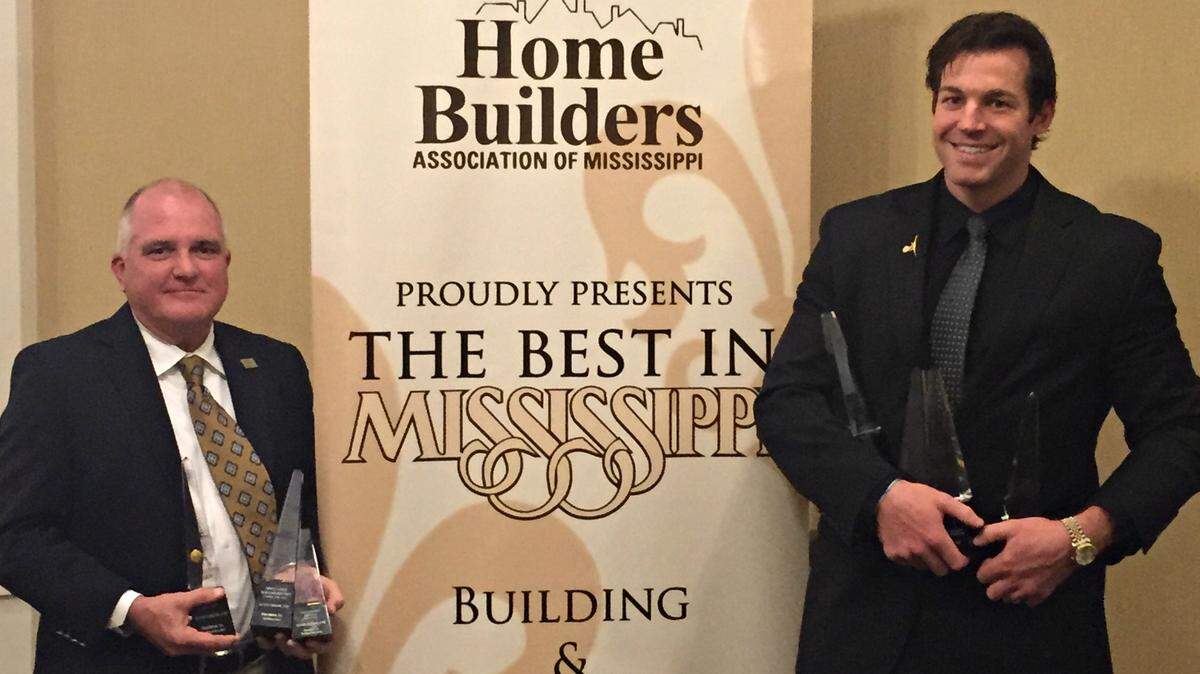 HOME BUILDERS ASSOCIATION OF MS COAST 
 Kevin Taylor of Plum Homes, left, and Brandon Elliott of Elliott Homes show their 'Best in Mississippi' Awards presented by the Home Builders Association of Mississippi.