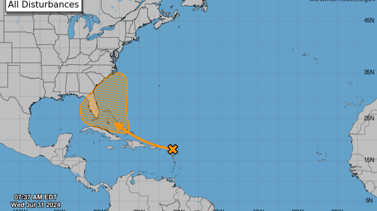 The National Hurricane Center is tracking a disturbance in the Atlantic Ocean that forecasters say could become a tropical depression by Friday.
