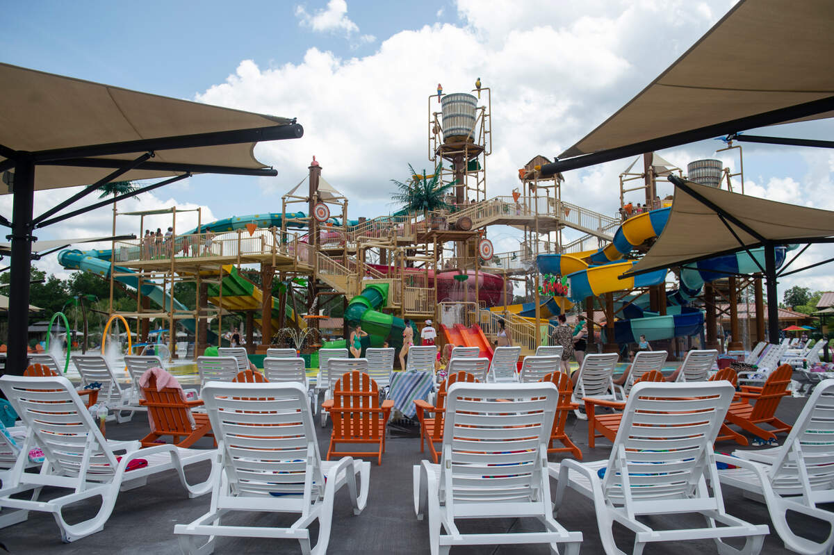 A variety of seating options at Serengeti Springs at the Hattiesburg Zoo on Wednesday, June 5, 2024. Guests can either sit in provided lounge chairs or pay extra for cabana seating.
