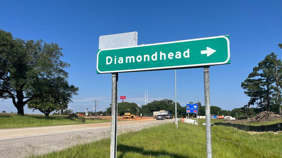 A sign welcomes motorists to Diamondhead on Friday, June 6, 2024.